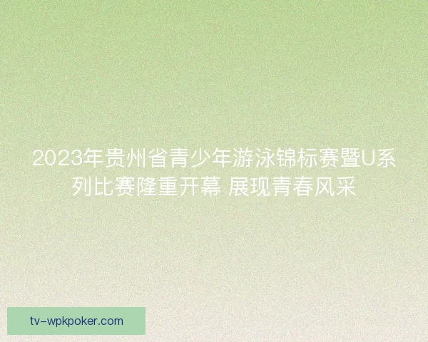 2023年贵州省青少年游泳锦标赛暨U系列比赛隆重开幕 展现青春风采