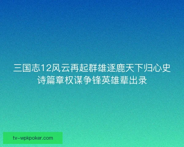 三国志12风云再起群雄逐鹿天下归心史诗篇章权谋争锋英雄辈出录